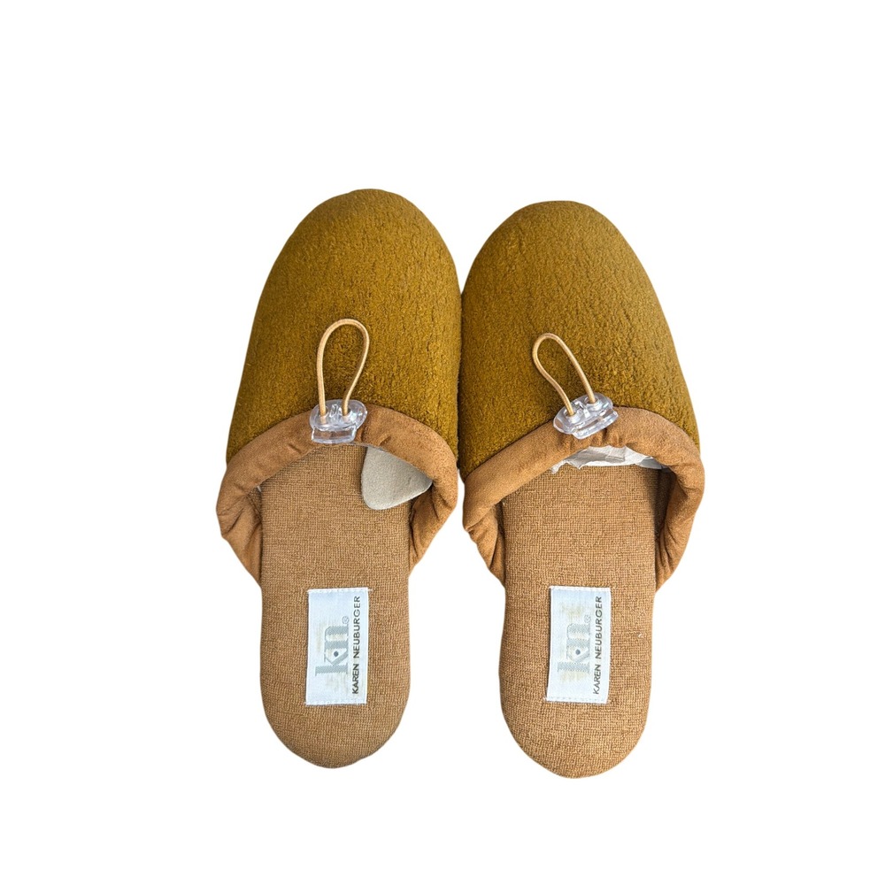 Vintage Karen Neuburger Slippers Mustard Yellow Cozycore Loungewear Hygge 8-9